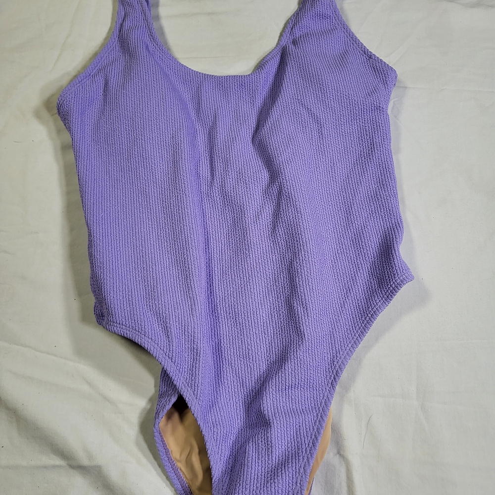 Cotton On Body Purple One Piece Swimsuit Ribbed Nwt Womens Size Small